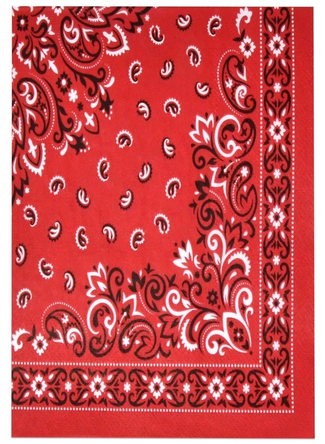 Gift Boutique 100 Red Bandana Napkins Western Lunch Disposable Paper Decorative Bandana Paisley Print Luncheon Napkin for Cowboy Barnyard - Image 5